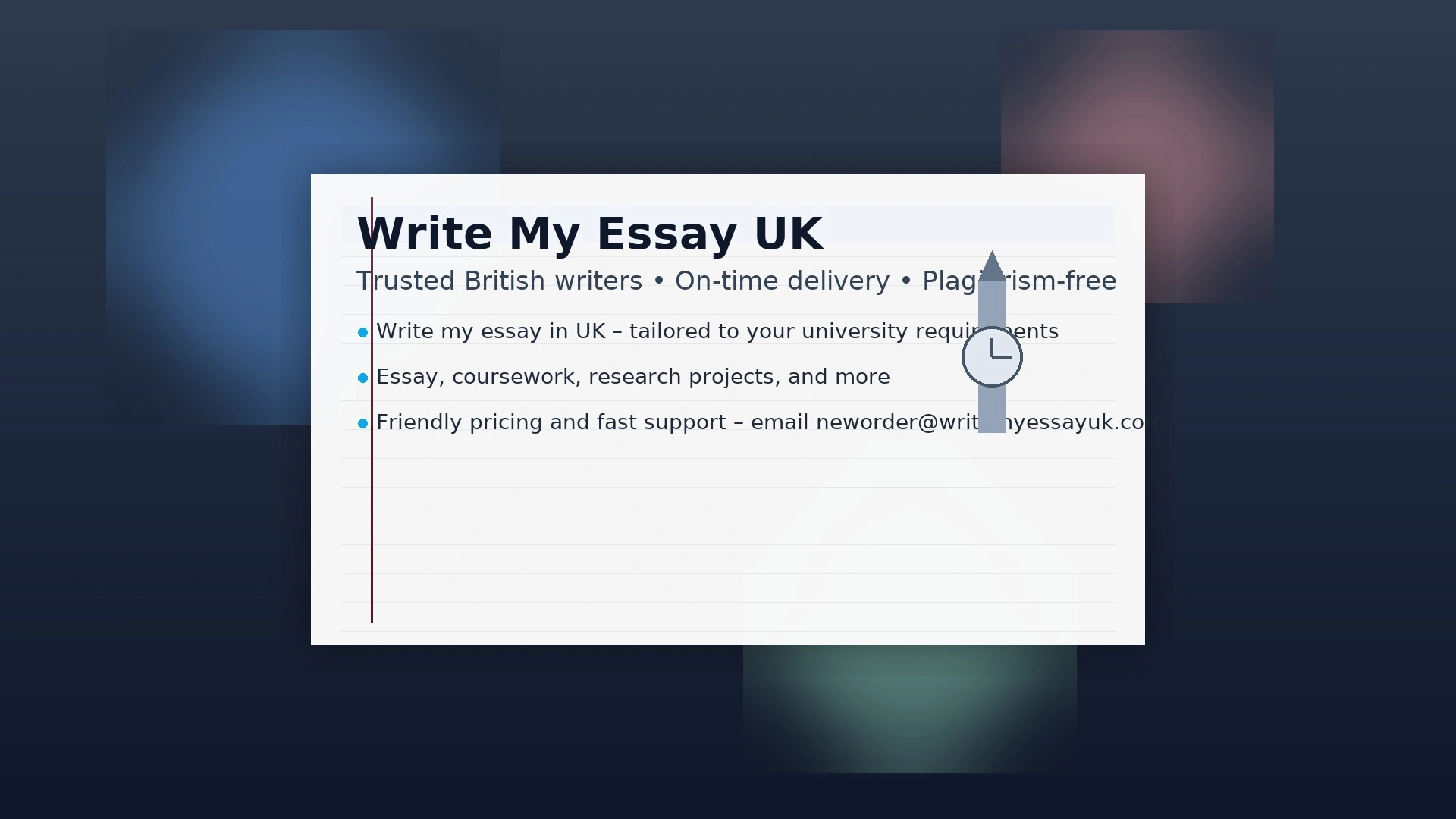 Write My Essay UK – study desk with essay paper and laptop representing academic writing support in the UK.